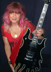 Female Blues Guitarist Shredmistress Rynata with Minarik Inferno Guitar